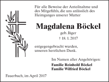 Traueranzeige von Magdalena Böckel von  Kreisanzeiger