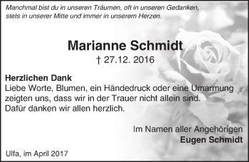 Traueranzeige von Marianne Schmidt von  Kreisanzeiger