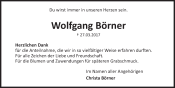 Traueranzeige von Wolfgang Börner von Trauerportal Rhein Main Presse