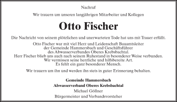 Traueranzeige von Otto Fischer von  Kreisanzeiger