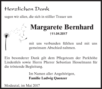 Traueranzeige von Margarete Bernhard von Trauerportal Rhein Main Presse