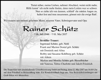 Traueranzeige von Rainer Schütz von  Usinger Anzeiger