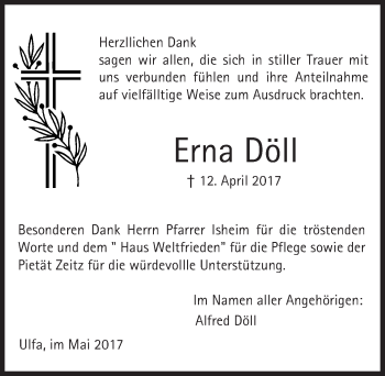 Traueranzeige von Erna Döll von  Kreisanzeiger