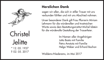 Traueranzeige von Christel Jelitte von  Camberger Anzeiger