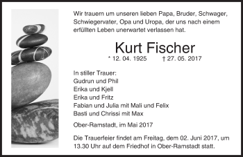 Traueranzeige von Kurt Fischer von Trauerportal Echo Online