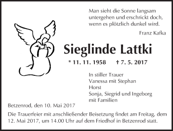 Traueranzeige von Sieglinde Lattki von  Kreisanzeiger
