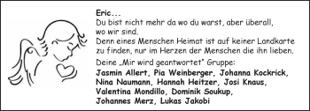 Traueranzeige von Eric Gärtner von  Kreisanzeiger