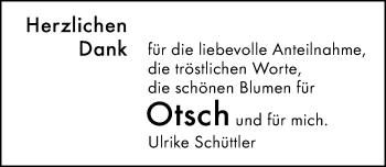 Traueranzeige von Otsch  von Trauerportal Echo Online