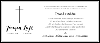 Traueranzeige von Jürgen Luft von VRM Trauer