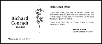 Traueranzeige von Richard Conradt von Trauerportal Rhein Main Presse