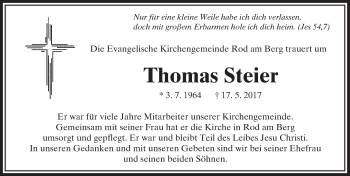 Traueranzeige von Thomas Steier von  Usinger Anzeiger Traueranzeige von Thomas Steier von  Usinger Anzeiger