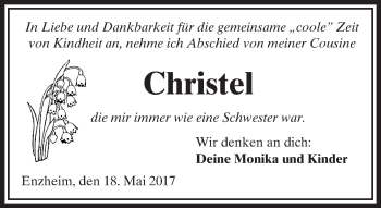 Traueranzeige von Christel Stegmann von  Kreisanzeiger