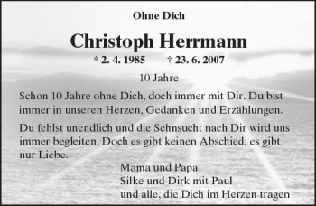 Traueranzeige von Christoph Herrmann von  Kreisanzeiger