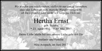 Traueranzeige von Hertha Ernst von  Usinger Anzeiger Traueranzeige von Hertha Ernst von  Usinger Anzeiger
