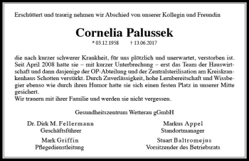 Traueranzeige von Conny Palussek von  Kreisanzeiger