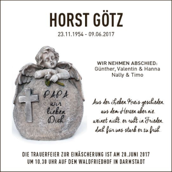 Traueranzeige von Horst Götz von Trauerportal Echo Online