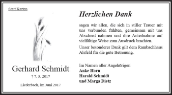 Traueranzeige von Gerhard Schmidt von VRM Trauer