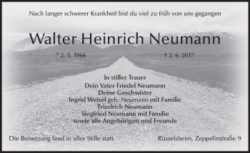 Traueranzeige von Walter Heinrich Neumann von Trauerportal Rhein Main Presse