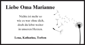 Traueranzeige von Marianne Hammann von Trauerportal Echo Online