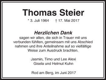 Traueranzeige von Thomas Steier von  Usinger Anzeiger Traueranzeige von Thomas Steier von  Usinger Anzeiger