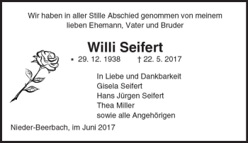 Traueranzeige von Willi Seifert von Trauerportal Echo Online