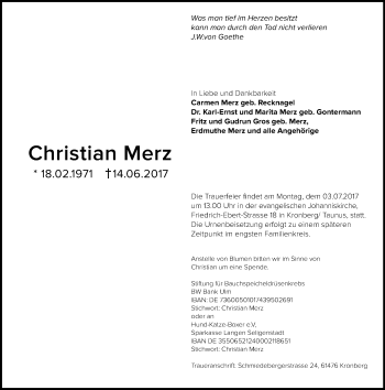 Traueranzeige von Christian Merz von Trauerportal Rhein Main Presse