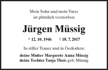 Traueranzeige von Jürgen Müssig von Trauerportal Rhein Main Presse