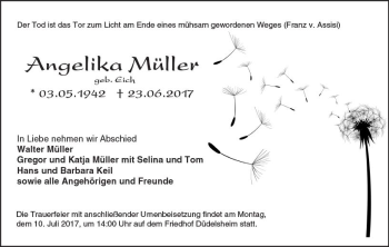 Traueranzeige von Angelika Müller von  Kreisanzeiger