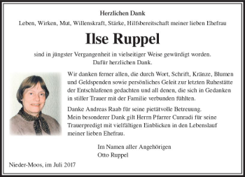 Traueranzeige von Ilse Ruppel von VRM Trauer