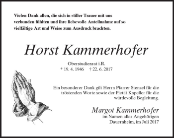 Traueranzeige von Horst Kammerhofer von  Kreisanzeiger