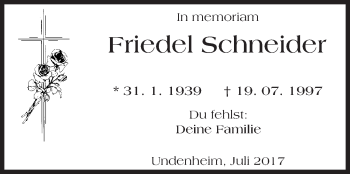 Traueranzeige von Friedel Schneider von Trauerportal Rhein Main Presse
