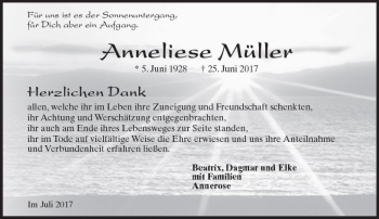 Traueranzeige von Anneliese Müller von Trauerportal Rhein Main Presse