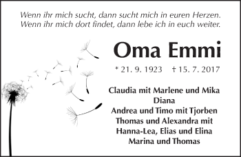 Traueranzeige von Emmi  von  Kreisanzeiger