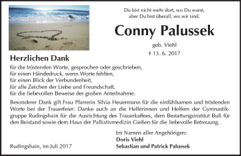 Traueranzeige von Conny Palussek von  Kreisanzeiger