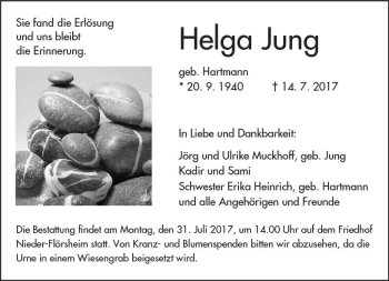 Traueranzeige von Helga Jung von Trauerportal Rhein Main Presse