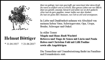 Traueranzeige von Helmut Böttiger von Trauerportal Echo Online