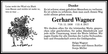 Traueranzeige von Gerhard Wagner von  Kreisanzeiger