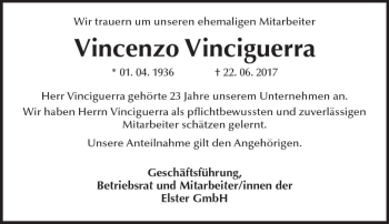 Traueranzeige von Vincenzo Vinciguerra von Trauerportal Rhein Main Presse