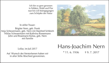 Traueranzeige von hans-Joachim Nern von  Gießener Anzeiger