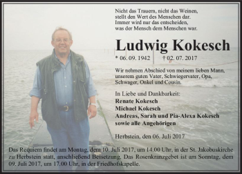 Traueranzeige von Ludwig Kokesch von VRM Trauer