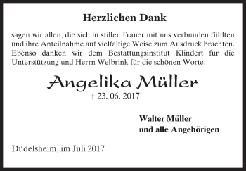 Traueranzeige von Angelika Müller von  Kreisanzeiger