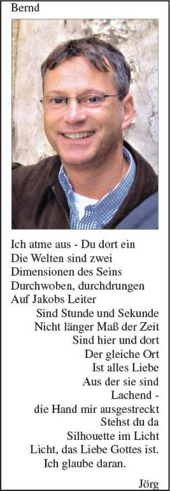 Traueranzeige von Bernd  von Trauerportal Rhein Main Presse