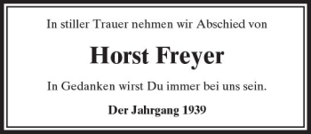 Traueranzeige von Horst Freyer von  Usinger Anzeiger