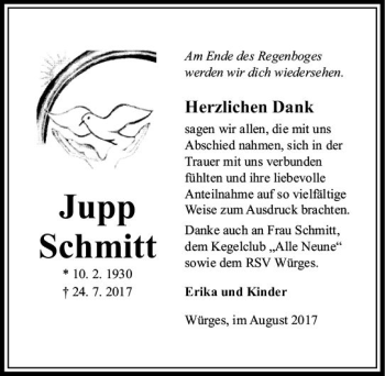 Traueranzeige von Jupp Schmitt von  Camberger Anzeiger