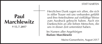 Traueranzeige von Paul Marchlewitz von Trauerportal Rhein Main Presse