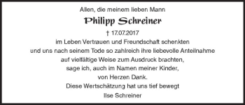 Traueranzeige von Philipp Schreiner von Trauerportal Echo Online