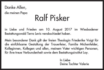 Traueranzeige von Ralf Pisker von Trauerportal Rhein Main Presse