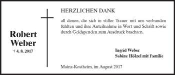 Traueranzeige von Robert Weber von Trauerportal Rhein Main Presse