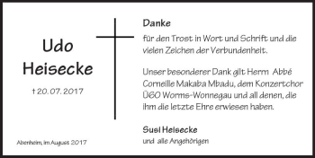 Traueranzeige von Udo Heisecke von Trauerportal Rhein Main Presse