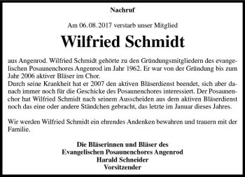 Traueranzeige von Wilfried Schmidt von VRM Trauer